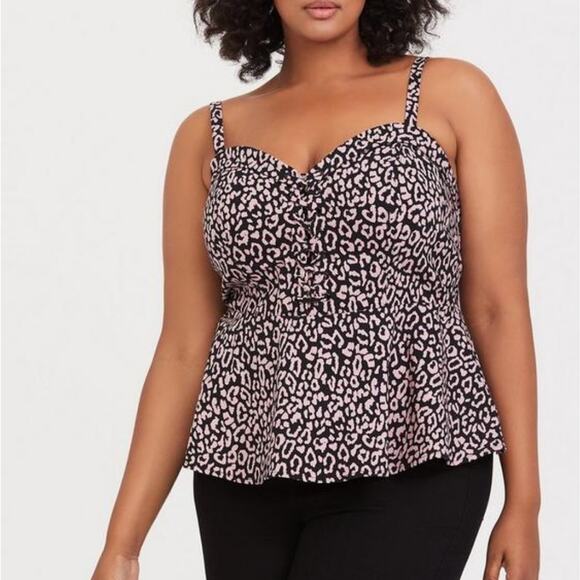 Torrid Peplum Bengaline Lace-Up Cami - Picture 1 of 12